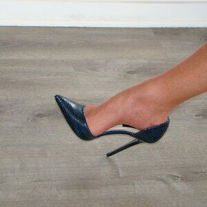 Zara Woman Stiletto Heels Black/Blue Snake Skin Size 40/9